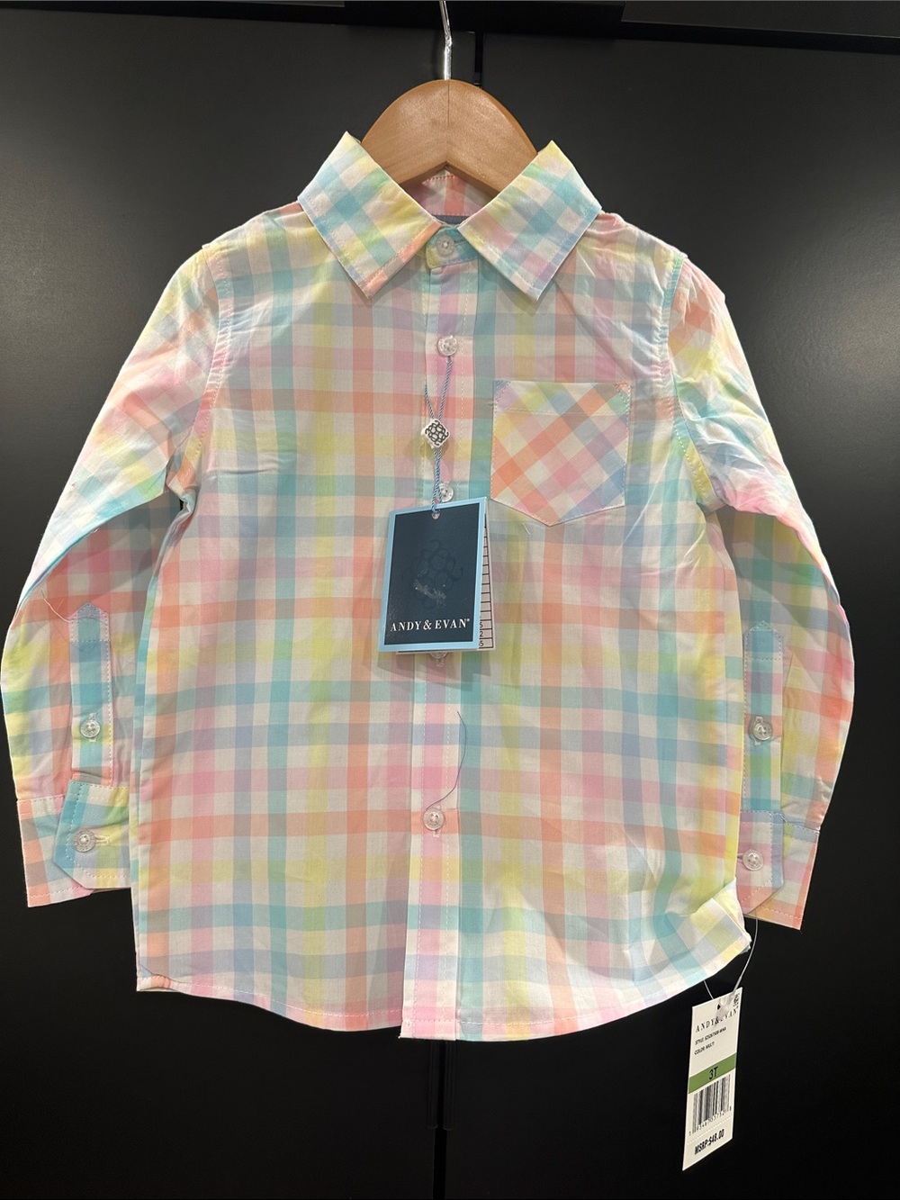 NEW Andy & Evan Pastel Multi-Color Plaid Button-Down Shirt